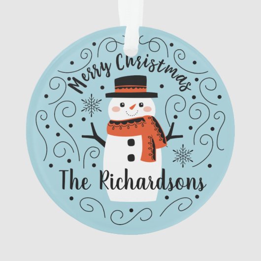 Schattigee Sneeuwman Keramisch Ornament (achterkant)