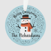 Schattigee Sneeuwman Keramisch Ornament (voorkant)