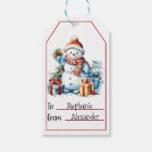 Schattigee Sneeuwman Kerst (1) Cadeaulabel (Voorkant)