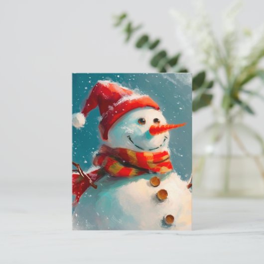 Schattigee  Sneeuwman Kerst Briefkaart (Staand voorkant)