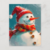 Schattigee  Sneeuwman Kerst Briefkaart (Voorkant)