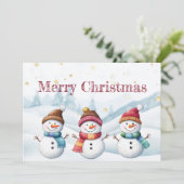 Schattigee Sneeuwman Kerst Flat Vakantie Kaart (Staand voorkant)