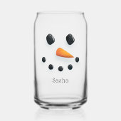 Schattigee sneeuwman kerst gepersonaliseerde vakan blikvorm glas (Voorkant)