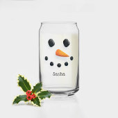 Schattigee sneeuwman kerst gepersonaliseerde vakan blikvorm glas