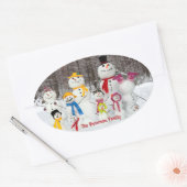 Schattigee sneeuwman Kerst stickers met familienaa (Envelop)