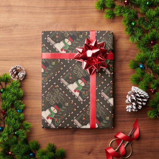 Schattigee Sneeuwman Kerst Vriendelijkheid Vreugde Cadeaupapier (Feestdagen Geschenken)
