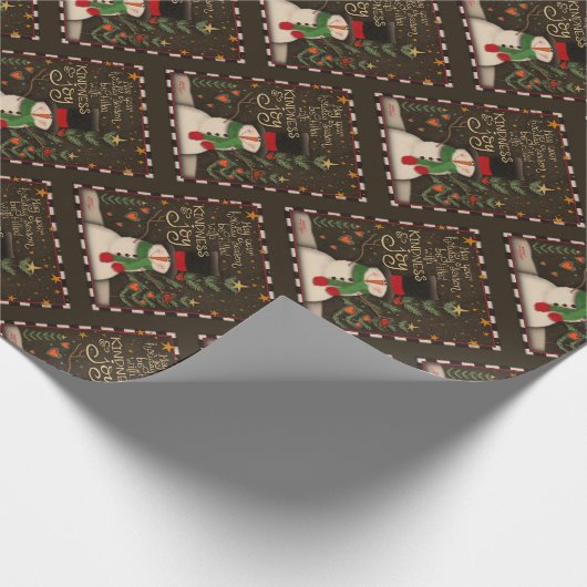 Schattigee Sneeuwman Kerst Vriendelijkheid Vreugde Cadeaupapier (Hoek)