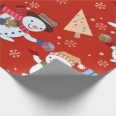 Schattigee Sneeuwman Kerstboom Gift Pattern Cadeaupapier (Hoek)