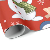 Schattigee Sneeuwman Kerstboom Gift Pattern Cadeaupapier (Rol Hoek)