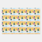 Schattigee Sneeuwman Kerstboom Winterpatroon Kinde Inpakpapier Vel (Voorkant 3)