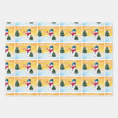 Schattigee Sneeuwman Kerstboom Winterpatroon Kinde Inpakpapier Vel (Voorkant 2)