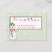 Schattigee Sneeuwman - Kerstcadeaubon Visitekaartje (Voorkant)