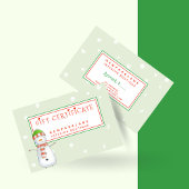 Schattigee Sneeuwman - Kerstcadeaubon Visitekaartje