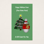 Schattigee Sneeuwman Kerstvakantie Gift Kaart Labe (Voorkant)