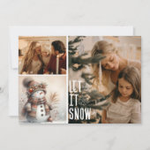 Schattigee Sneeuwman Laat het Sneeuw 2 Foto Kerstm Feestdagenkaart (Voorkant)