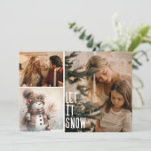 Schattigee Sneeuwman Laat het Sneeuw 2 Foto Kerstm Feestdagenkaart (Staand voorkant)