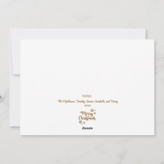 Schattigee Sneeuwman Laat het Sneeuw 2 Foto Kerstm Feestdagenkaart (Achterkant)