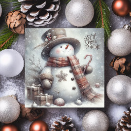 Schattigee sneeuwman laat het sneeuwen vrolijk ker feestdagenkaart