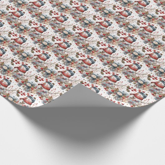 Schattigee Sneeuwman Land Kerstcadeauverpakking Cadeaupapier (Hoek)