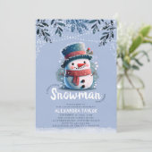 Schattigee Sneeuwman Magische Lichten Winter Jonge Kaart (Staand voorkant)