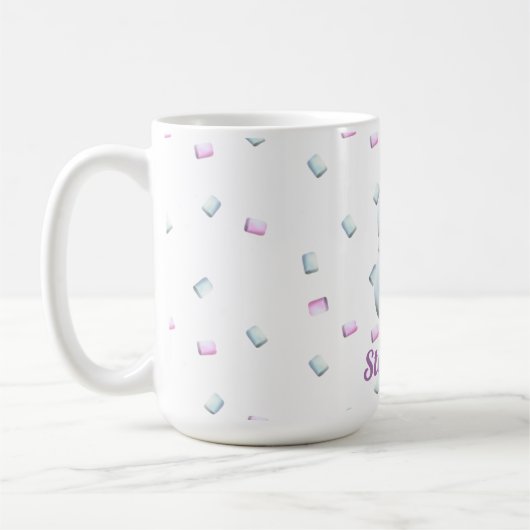 Schattigee sneeuwman marshmallow gepersonaliseerd koffiemok (Links)