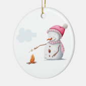 Schattigee Sneeuwman Marshmallows Winter Keramisch Ornament (Links)