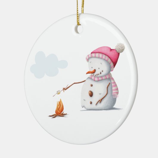 Schattigee Sneeuwman Marshmallows Winter Keramisch Ornament (Links)