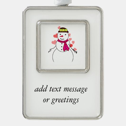 Schattigee sneeuwman (meisje) - Little Flirty Swee Verzilverd Omlijst Ornament (Voorkant)