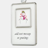 Schattigee sneeuwman (meisje) - Little Flirty Swee Verzilverd Omlijst Ornament (Links)