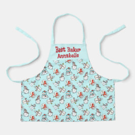 Schattigee Sneeuwman Meisjes Naam Mint Green Schort