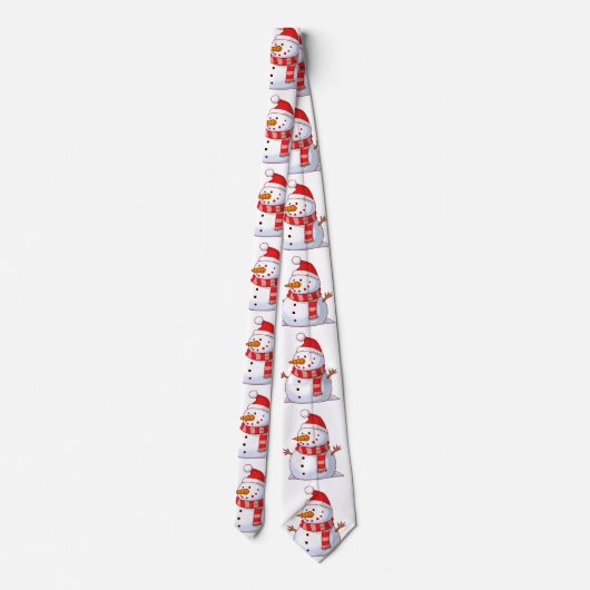 Schattigee sneeuwman met een rood pet met rode sja stropdas (Achterkant)