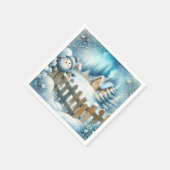 Schattigee sneeuwman met kerststal servet (Hoek)