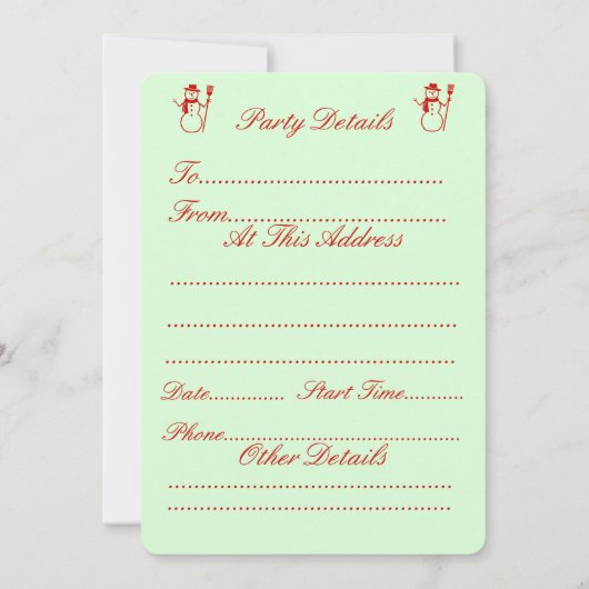 Schattigee sneeuwman met kous in sneeuw met kerst kaart (Achterkant)