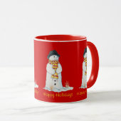 Schattigee sneeuwman met notitie voor Kerstman met Mok (Voorkant rechts)