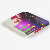 Schattigee sneeuwman met rood en Paarse Papieren Bordje (Gebogen)