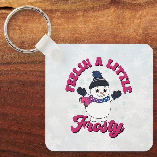 Schattigee sneeuwman met sjaal in biseksuele vlagk sleutelhanger (Voorkant)