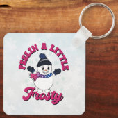 Schattigee sneeuwman met sjaal in biseksuele vlagk sleutelhanger (Achterkant)