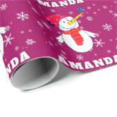 Schattigee sneeuwman met sneeuwvlokken Kinder kers Cadeaupapier (Rol Hoek)