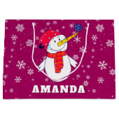 Schattigee sneeuwman met sneeuwvlokken Kinder kers Groot Cadeauzakje (Voorkant)