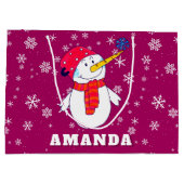 Schattigee sneeuwman met sneeuwvlokken Kinder kers Groot Cadeauzakje (Achterkant)