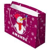 Schattigee sneeuwman met sneeuwvlokken Kinder kers Groot Cadeauzakje (Achterkant Gekanteld)