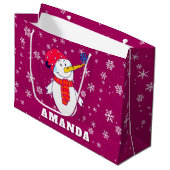 Schattigee sneeuwman met sneeuwvlokken Kinder kers Groot Cadeauzakje (Voorkant Gekanteld)