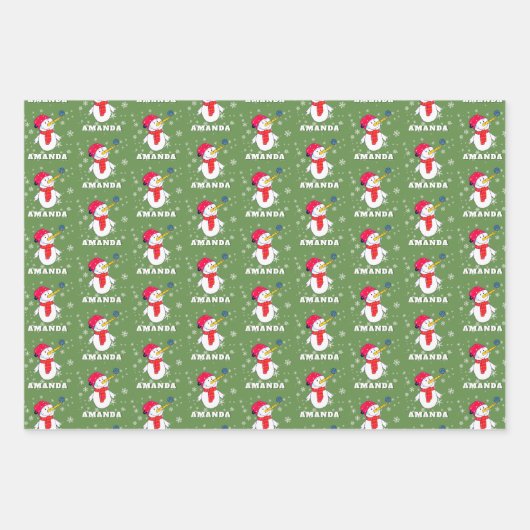 Schattigee sneeuwman met sneeuwvlokken Kinder kers Inpakpapier Vel (Voorkant)