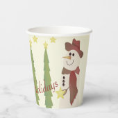 Schattigee sneeuwman met sterren papieren bekers (Achterkant)