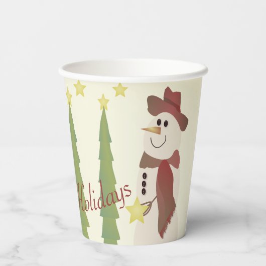 Schattigee sneeuwman met sterren papieren bekers (Achterkant)