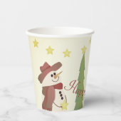 Schattigee sneeuwman met sterren papieren bekers (Voorkant)