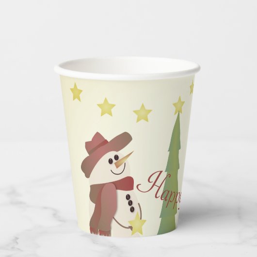 Schattigee sneeuwman met sterren papieren bekers (Voorkant)