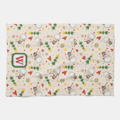 Schattigee Sneeuwman Monogram Initiaal Kerst Theedoek (Horizontaal)