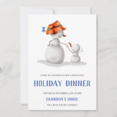 Schattigee sneeuwman oma kerstdiner kaart (Voorkant)