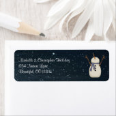 Schattigee Sneeuwman op een Snowy Night Address La Etiket (Insitu)